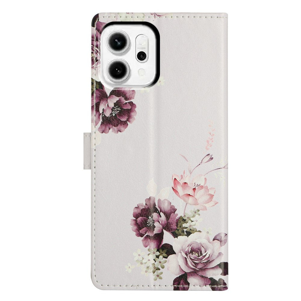 For Oppo Reno14 5G (Global) Case Pattern Printing Wallet Stand Flip Leather Phone Cover with Strap - Cross Rose