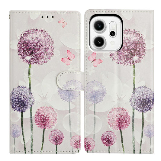 For Oppo Reno14 Pro 5G (Global) Case Pattern Printing Wallet Stand Flip Leather Phone Cover with Strap - Dandelion