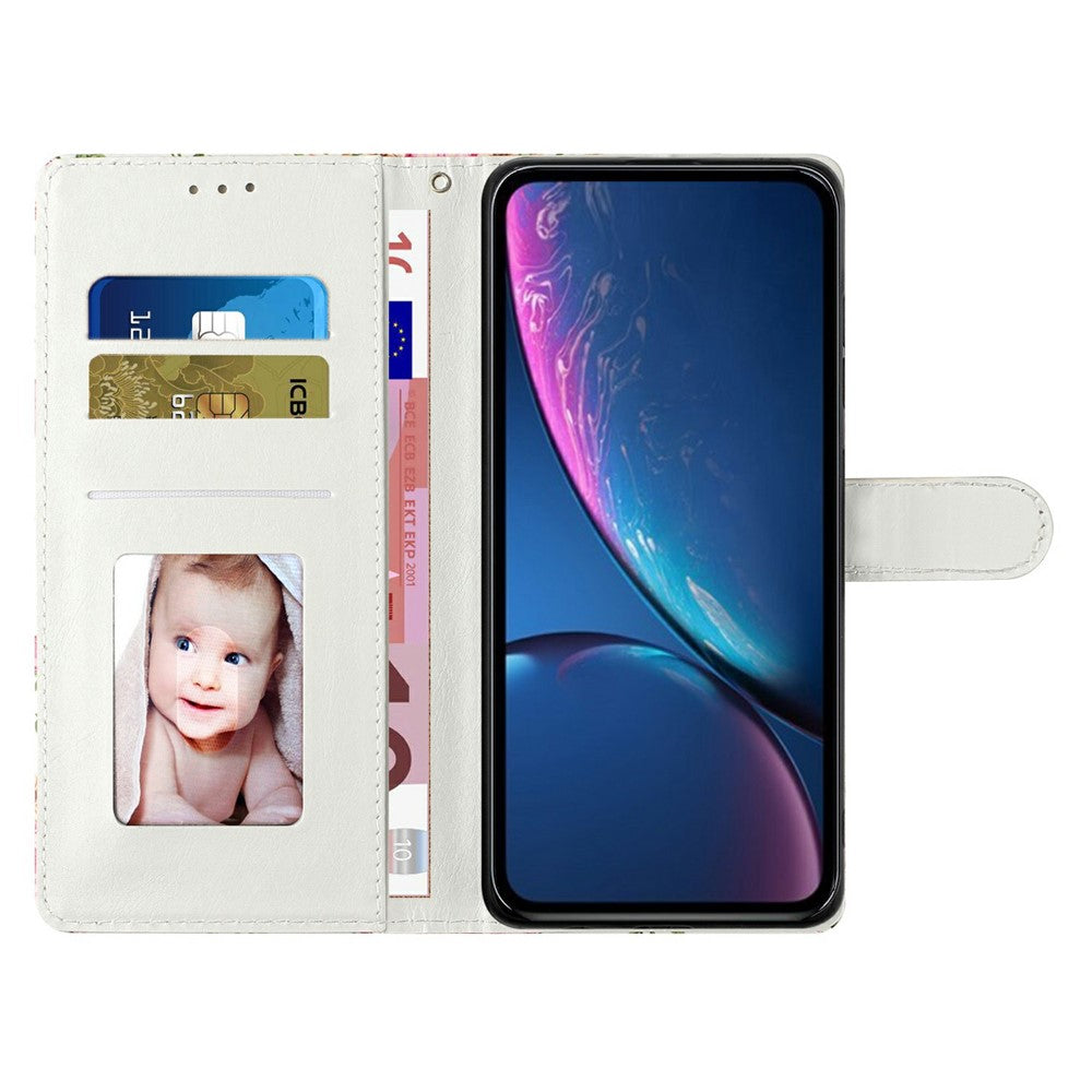 For Oppo Reno14 5G (Global) Wallet Case PU Leather Pattern Printing Stand Phone Cover with Strap - Purple Flowers
