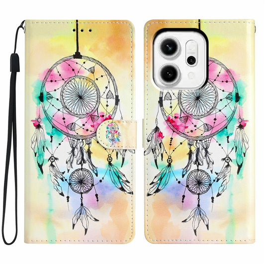 For Oppo Reno14 5G (Global) Wallet Case PU Leather Pattern Printing Stand Phone Cover with Strap - Wind Chime