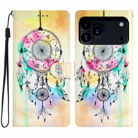For iPhone 17 Pro Max Wallet Case PU Leather Pattern Printing Stand Phone Cover with Strap - Wind Chime