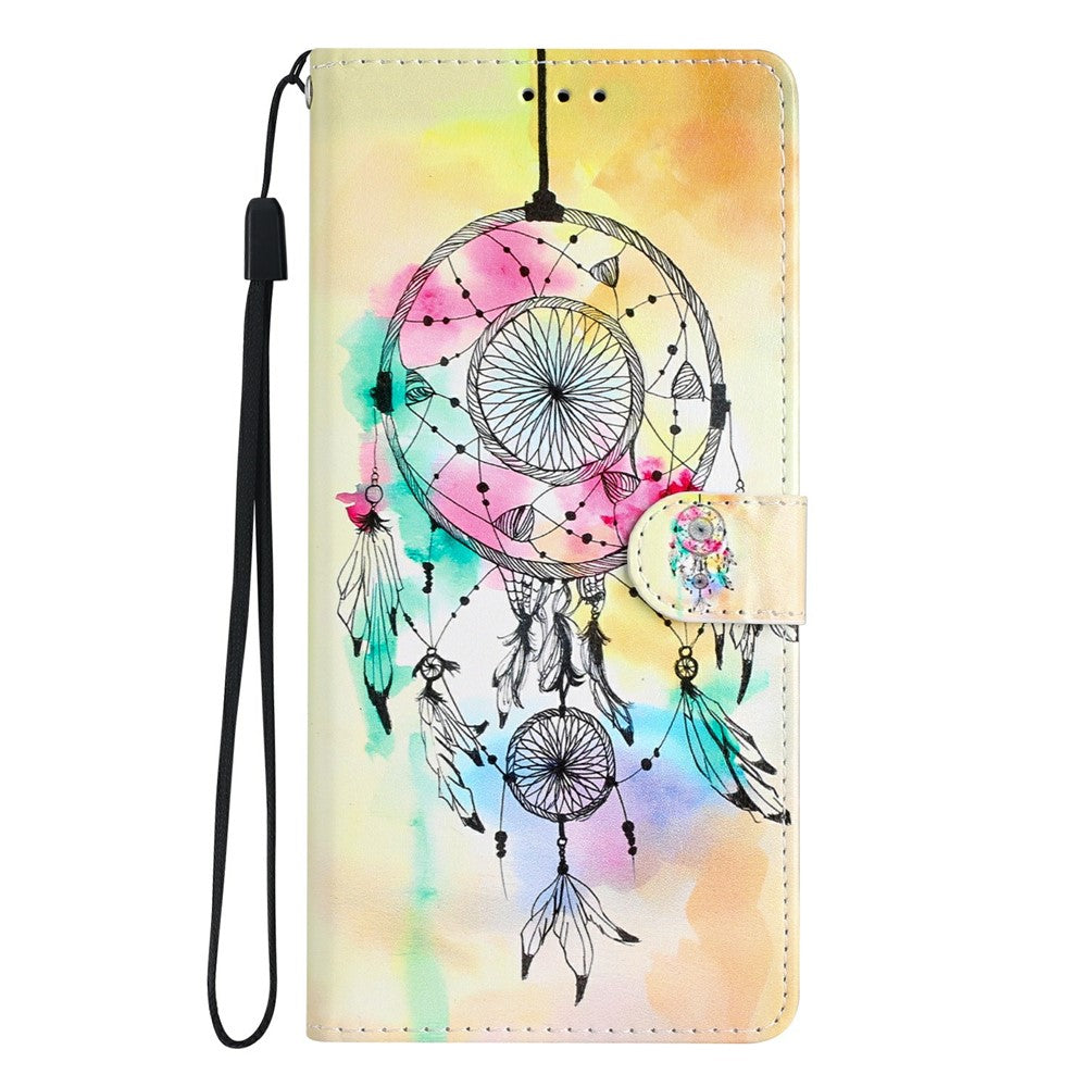 For iPhone 17 Pro Max Wallet Case PU Leather Pattern Printing Stand Phone Cover with Strap - Wind Chime
