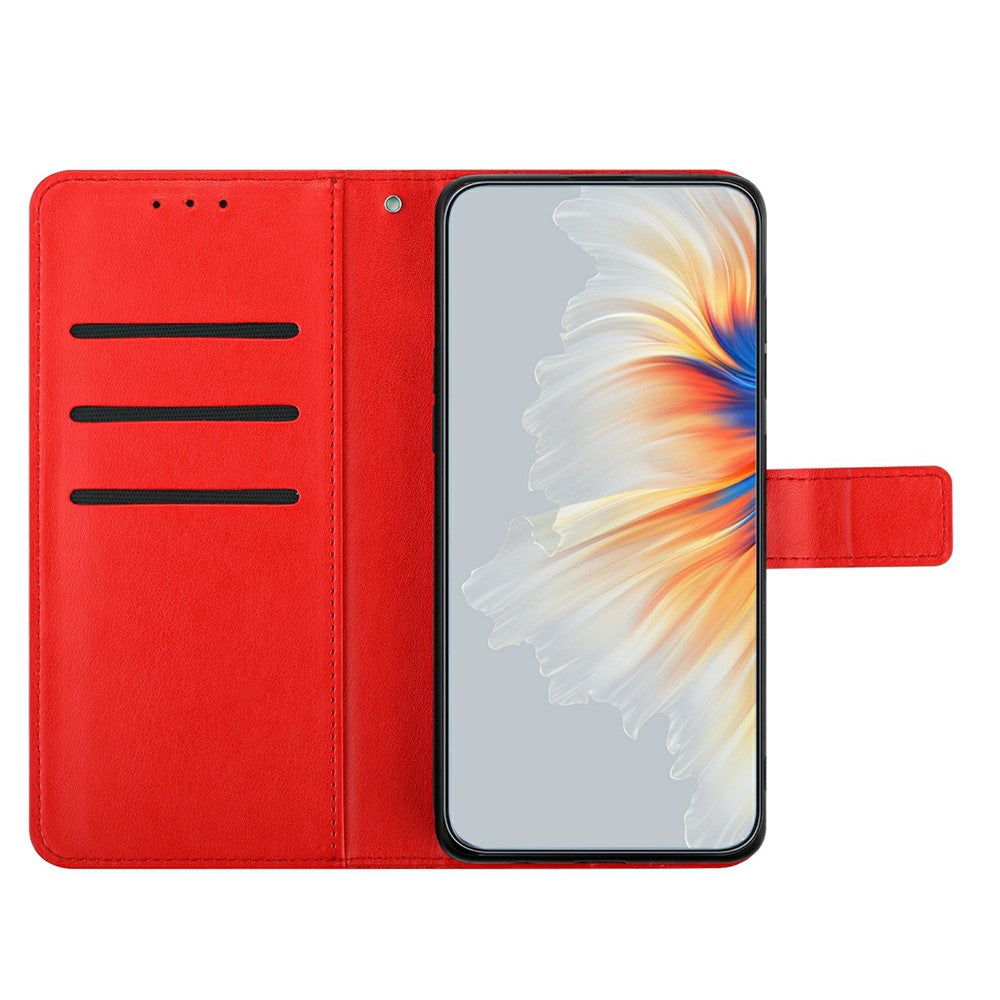 For Oppo Reno14 5G (Global) Leather Case with Card Slots Mandala Pattern Phone Cover Stand - Red