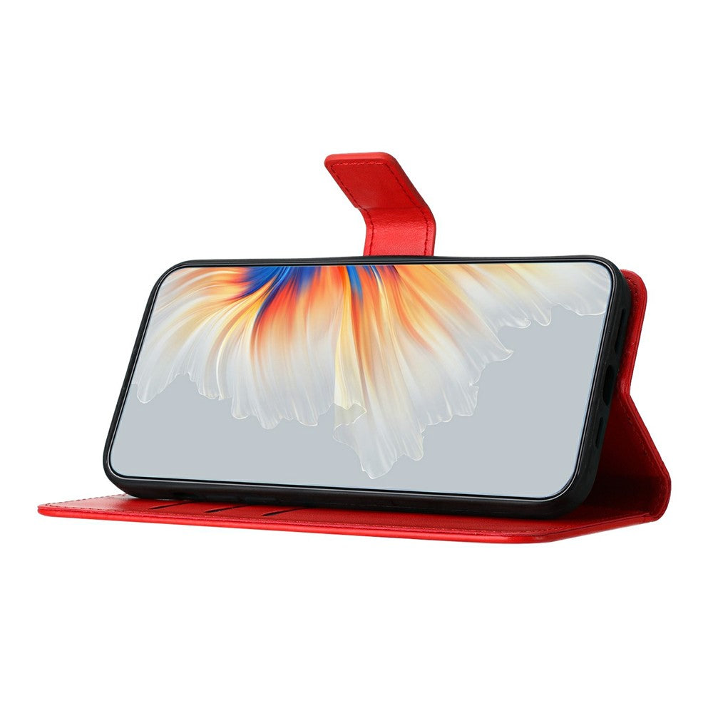 For Oppo Reno14 5G (Global) Leather Case with Card Slots Mandala Pattern Phone Cover Stand - Red