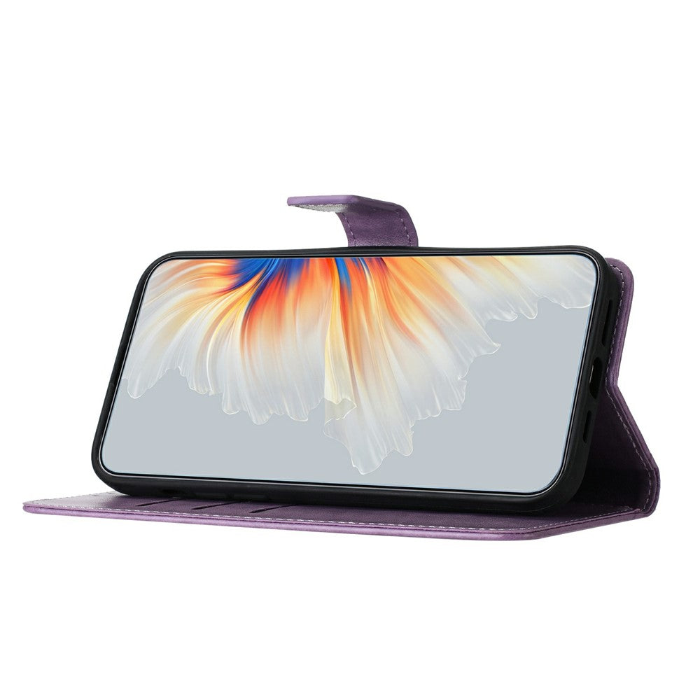 For Oppo Reno14 5G (Global) Leather Case with Card Slots Mandala Pattern Phone Cover Stand - Purple