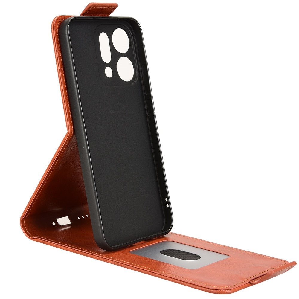 For Oppo Reno14 5G (Global) Stand Case Magnetic Clasp Vertical Flip Leather Phone Cover with Card Holder - Orange