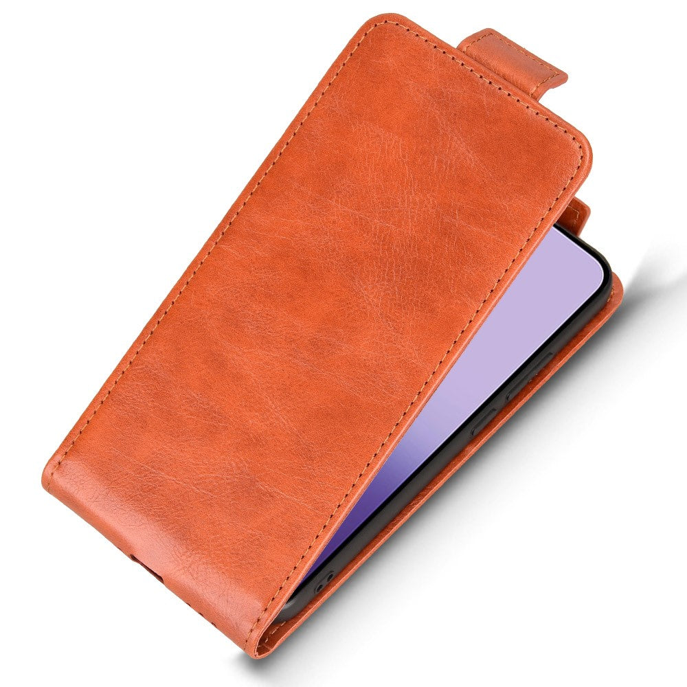 For Oppo Reno14 5G (Global) Stand Case Magnetic Clasp Vertical Flip Leather Phone Cover with Card Holder - Orange
