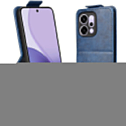 For Oppo Reno14 5G (Global) Stand Case Magnetic Clasp Vertical Flip Leather Phone Cover with Card Holder - Dark Blue