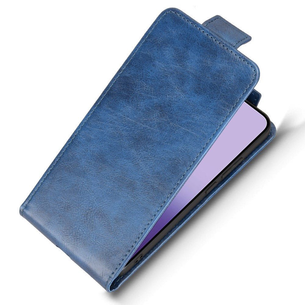 For Oppo Reno14 5G (Global) Stand Case Magnetic Clasp Vertical Flip Leather Phone Cover with Card Holder - Dark Blue