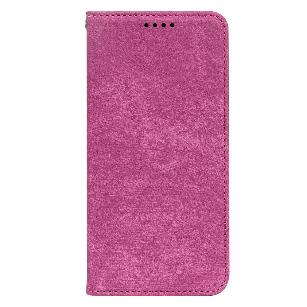 For Oppo Reno13 F 4G / 5G Case Strong Magnetic Leather Wallet Phone Cover with Striped Texture - Rose