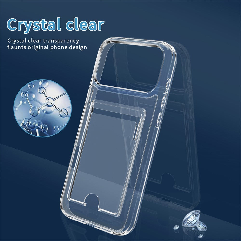 For iPhone 17 Pro Max Clear Case TPU + PC + Acrylic Cell Phone Case with Card Holder