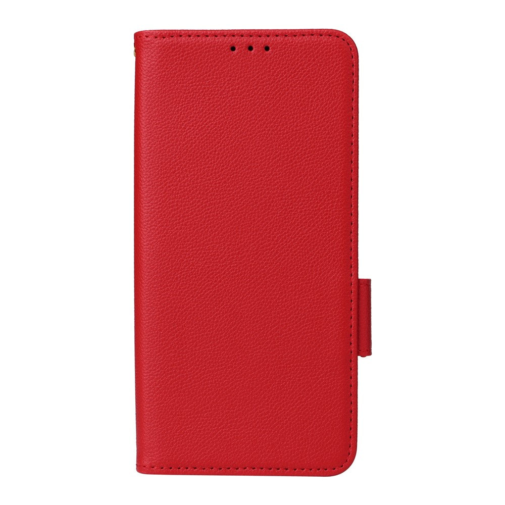 For Oppo Reno14 5G (Global) Case with Wrist Strap Litchi Texture PU Leather Wallet Phone Cover - Red