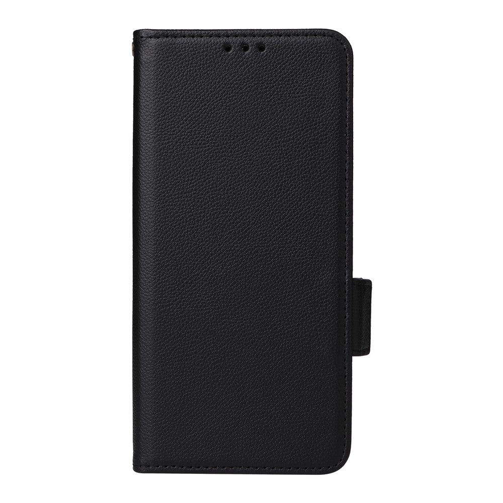 For Oppo Reno14 5G (Global) Case with Wrist Strap Litchi Texture PU Leather Wallet Phone Cover - Black