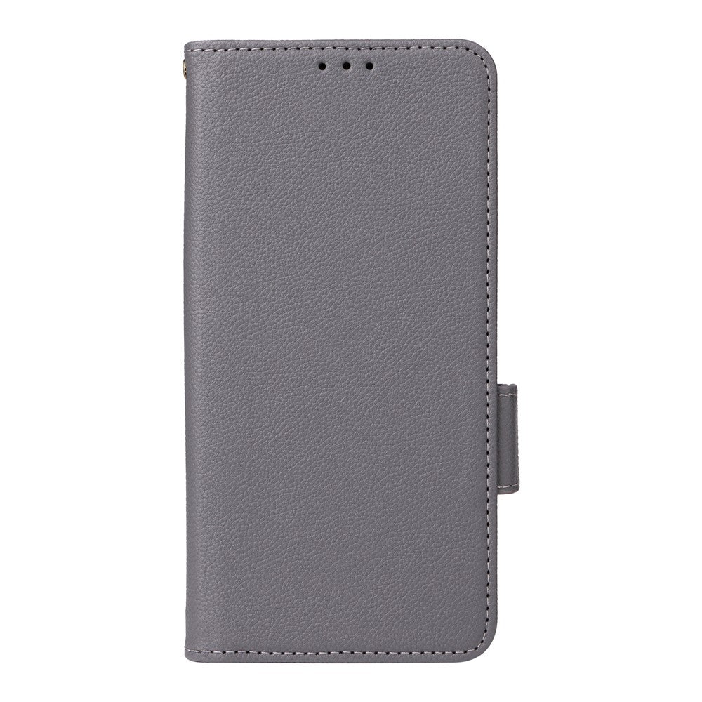For Oppo Reno14 5G (Global) Case with Wrist Strap Litchi Texture PU Leather Wallet Phone Cover - Grey
