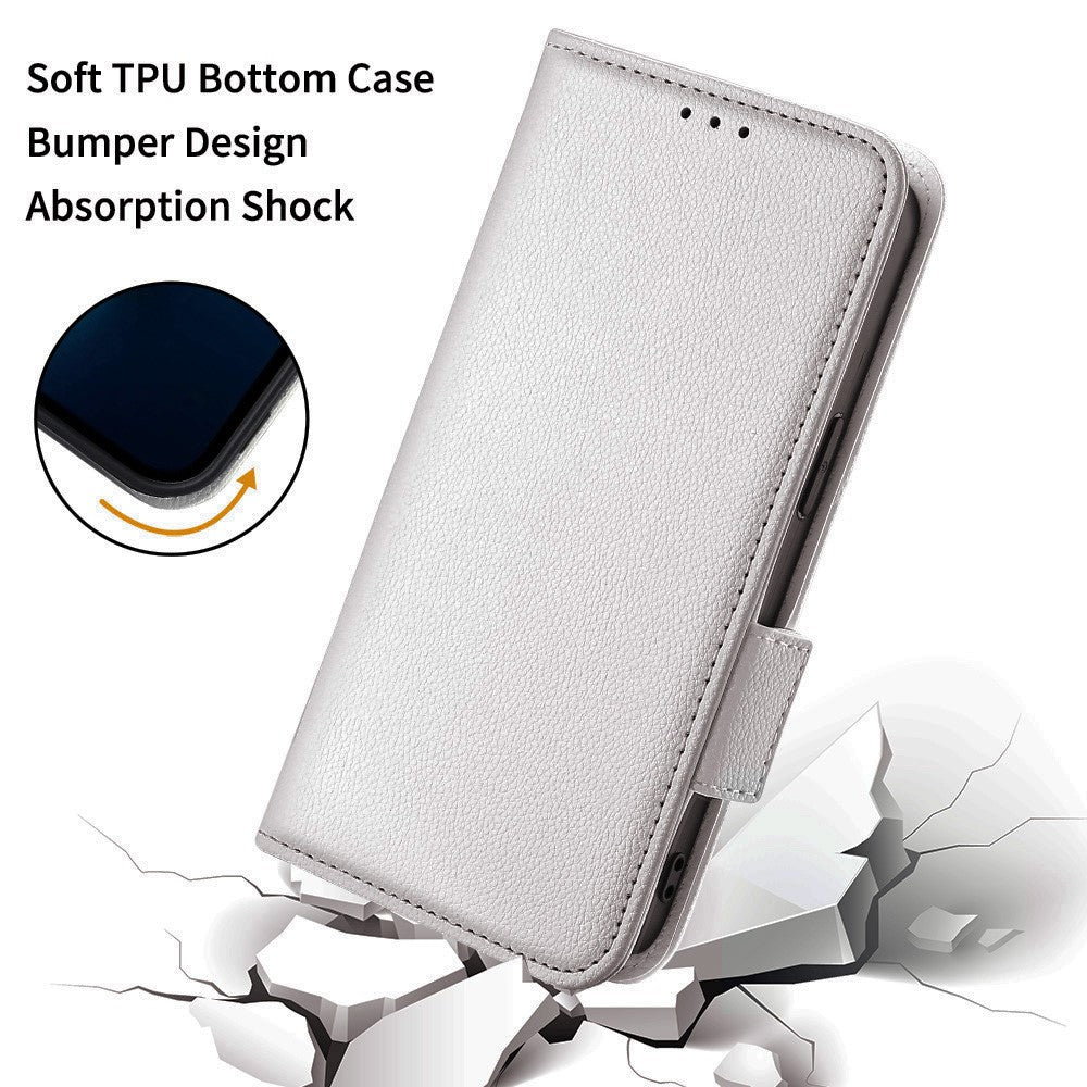 For Oppo Reno14 5G (Global) Case with Wrist Strap Litchi Texture PU Leather Wallet Phone Cover - White