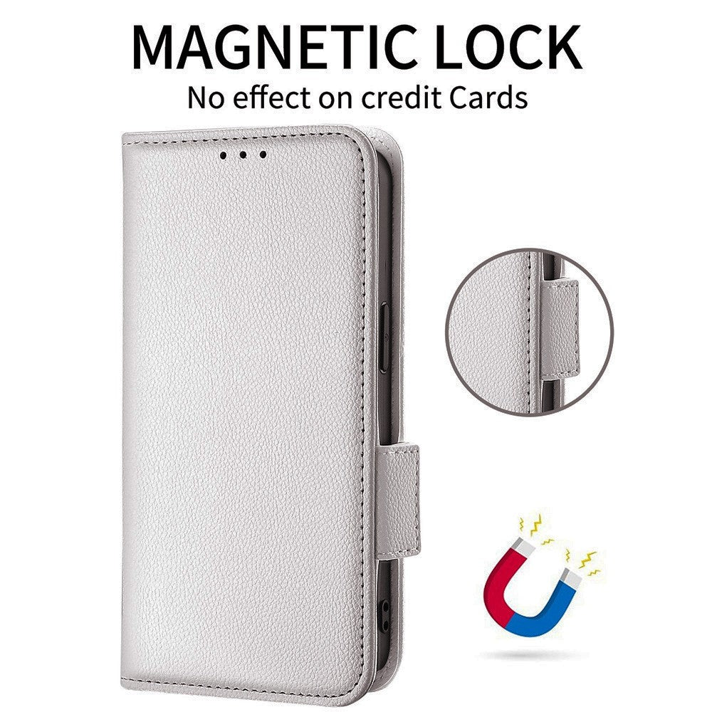 For Oppo Reno14 5G (Global) Case with Wrist Strap Litchi Texture PU Leather Wallet Phone Cover - White