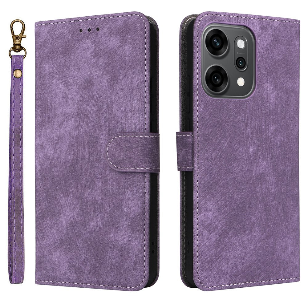For Oppo Reno14 5G (Global) Case Wallet RFID Blocking PU Leather Phone Cover Stand with Strap - Purple