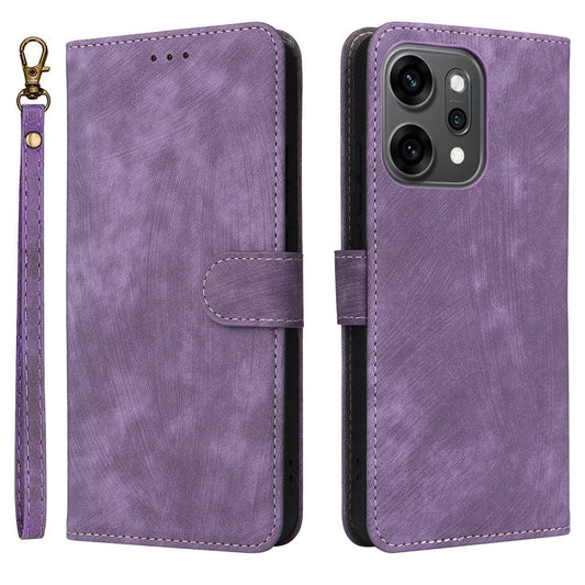 For Oppo Reno14 5G (Global) Case Wallet RFID Blocking PU Leather Phone Cover Stand with Strap - Purple