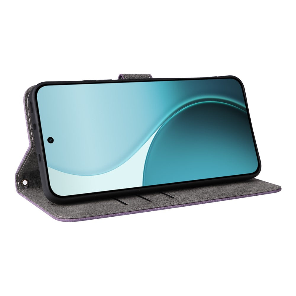For Oppo Reno14 5G (Global) Case Wallet RFID Blocking PU Leather Phone Cover Stand with Strap - Purple