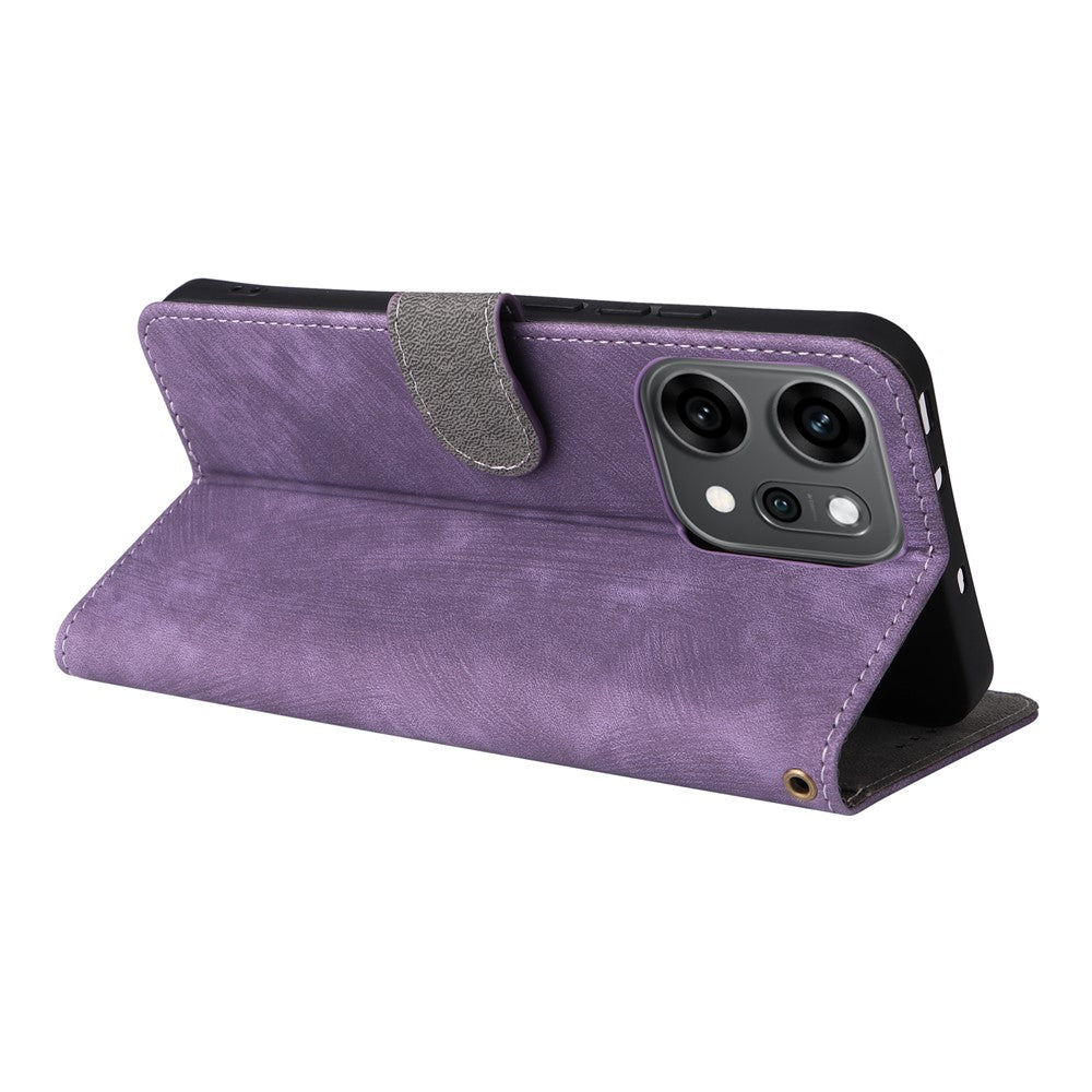 For Oppo Reno14 5G (Global) Case Wallet RFID Blocking PU Leather Phone Cover Stand with Strap - Purple