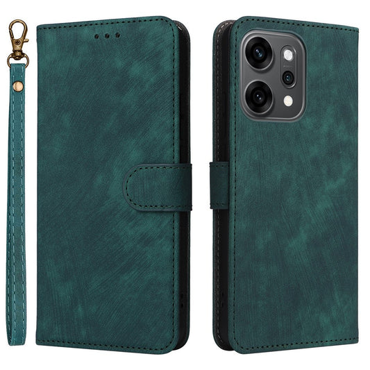 For Oppo Reno14 5G (Global) Case Wallet RFID Blocking PU Leather Phone Cover Stand with Strap - Green
