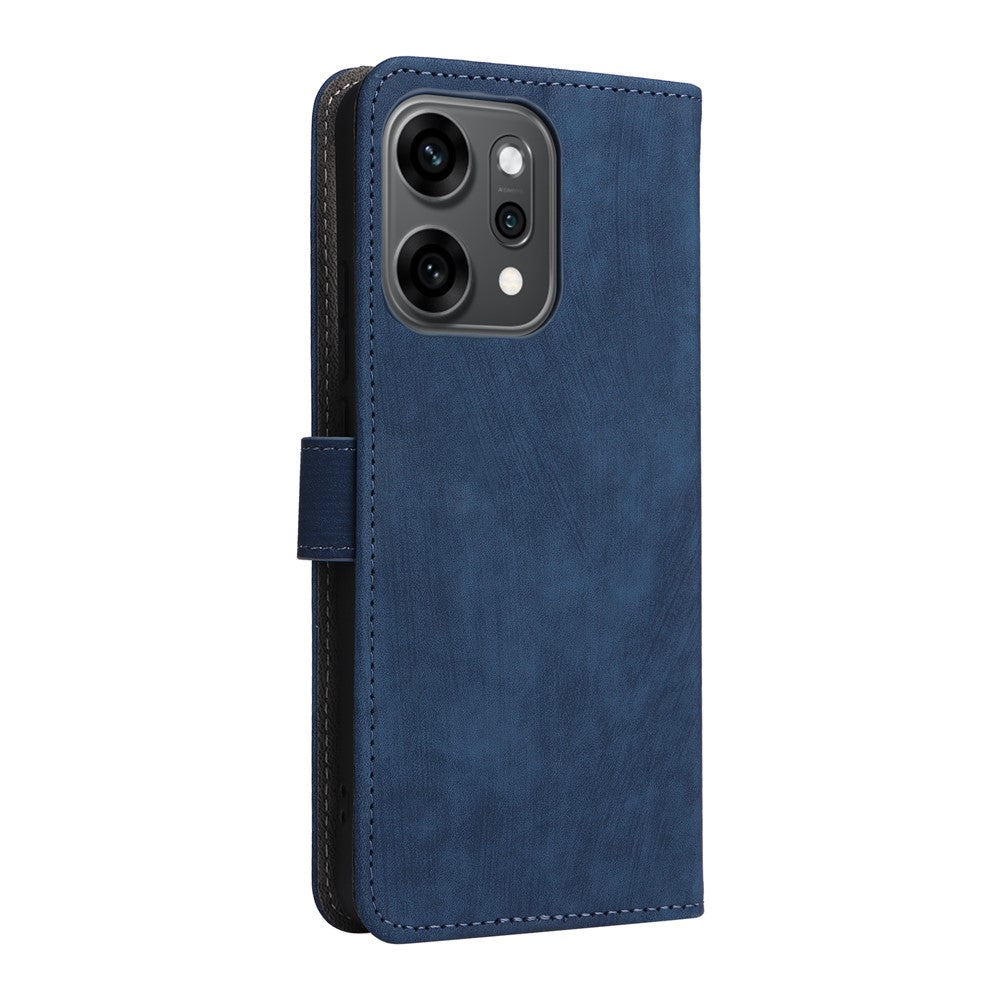For Oppo Reno14 5G (Global) Case Wallet RFID Blocking PU Leather Phone Cover Stand with Strap - Blue