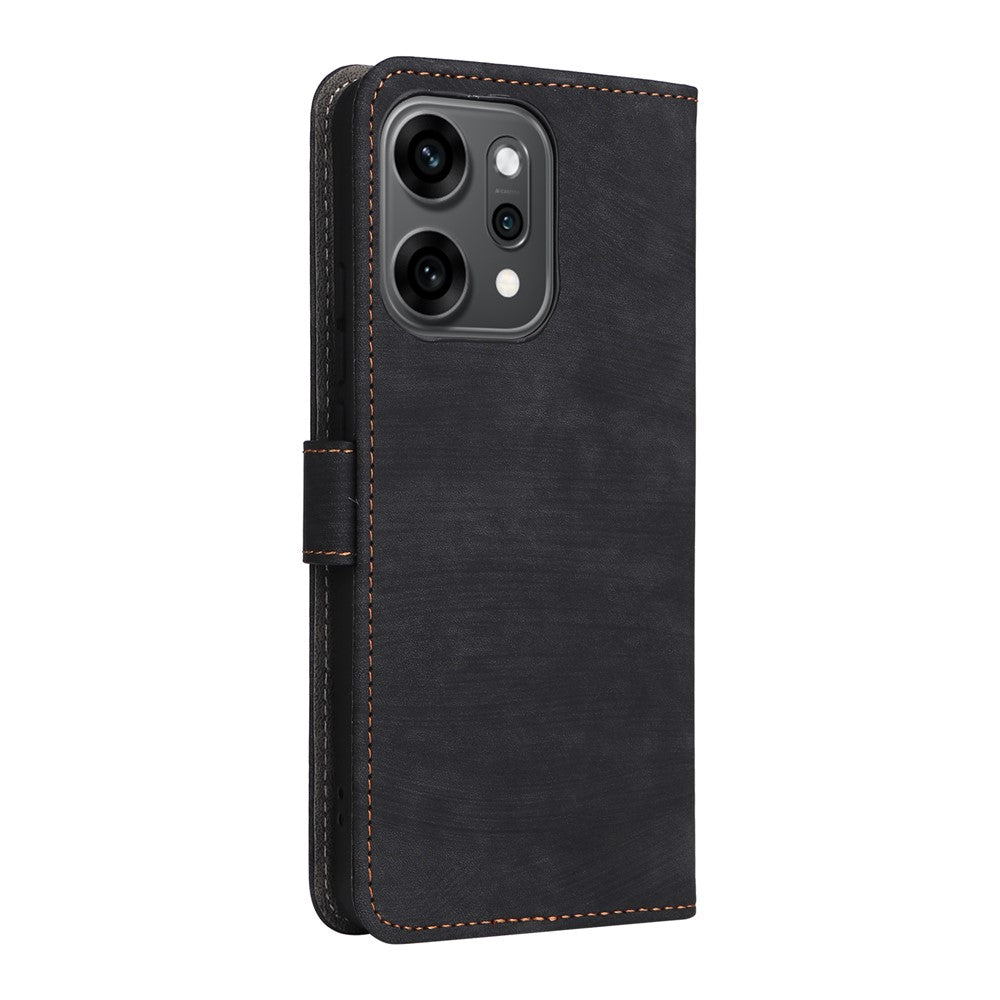 For Oppo Reno14 5G (Global) Case Wallet RFID Blocking PU Leather Phone Cover Stand with Strap - Black