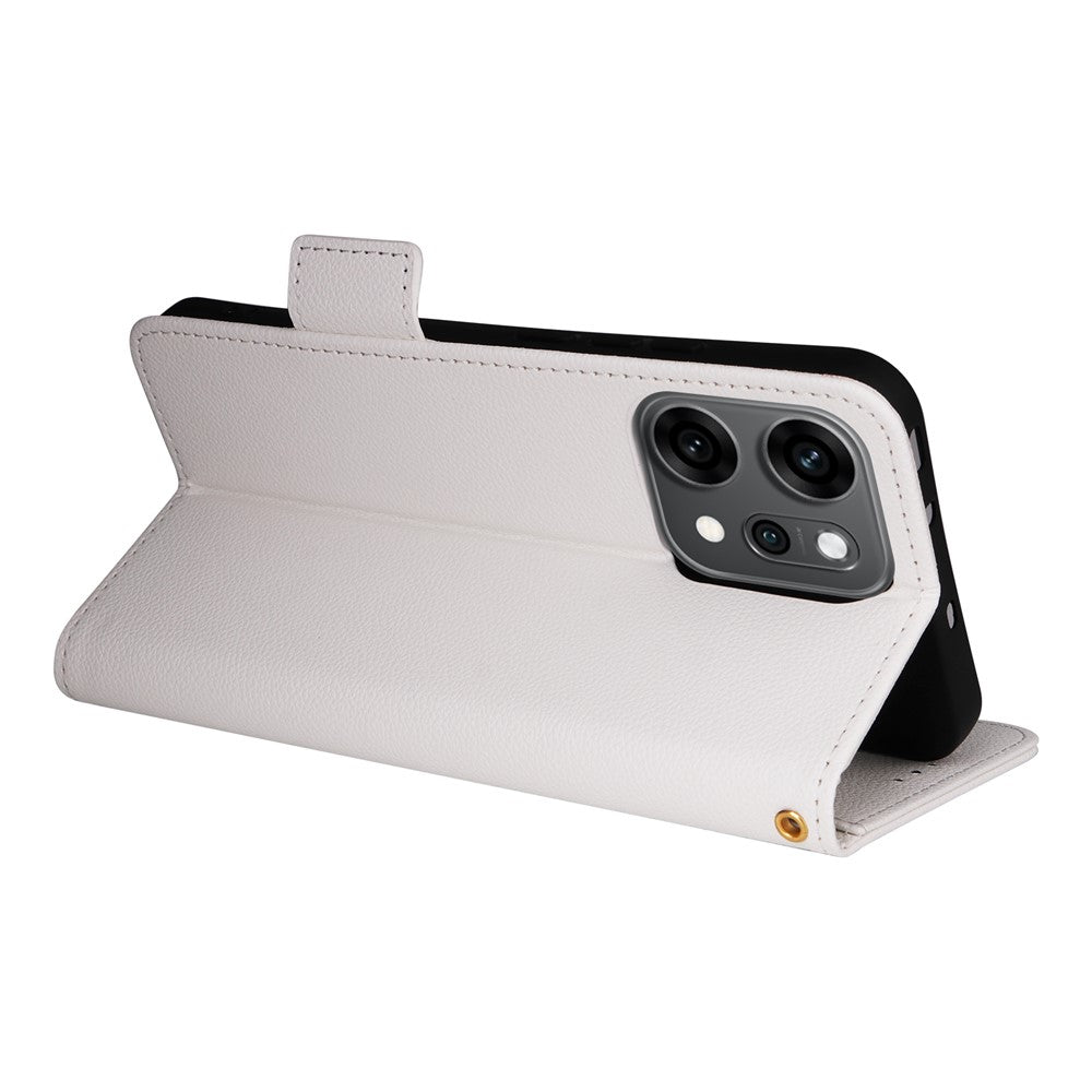 For Oppo Reno14 Pro 5G (Global) Case with Wrist Strap Litchi Texture PU Leather Wallet Phone Cover - White