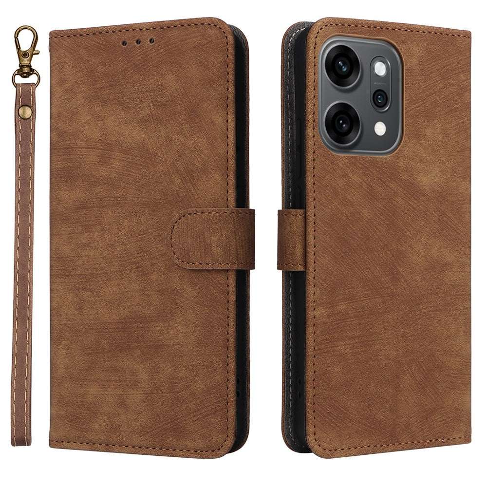 For Oppo Reno14 Pro 5G (Global) Case Wallet RFID Blocking PU Leather Phone Cover Stand with Strap - Brown
