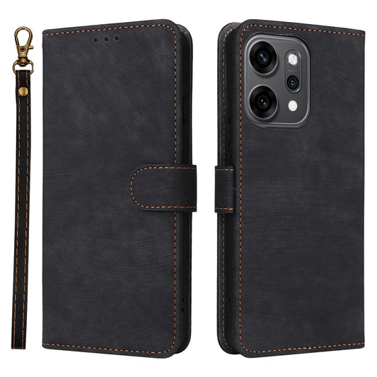 For Oppo Reno14 Pro 5G (Global) Case Wallet RFID Blocking PU Leather Phone Cover Stand with Strap - Black