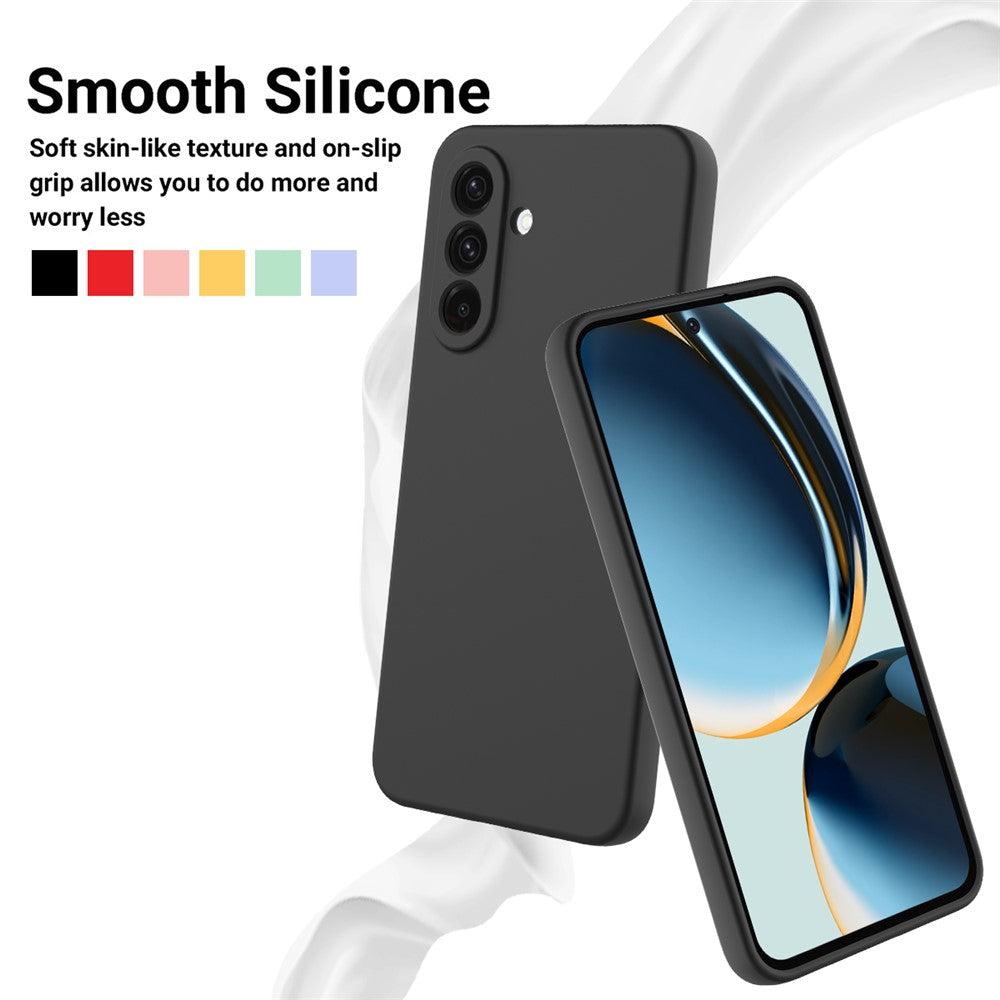 For Samsung Galaxy A17 5G Liquid Silicone Case Phone Back Cover with Hand Strap - Black