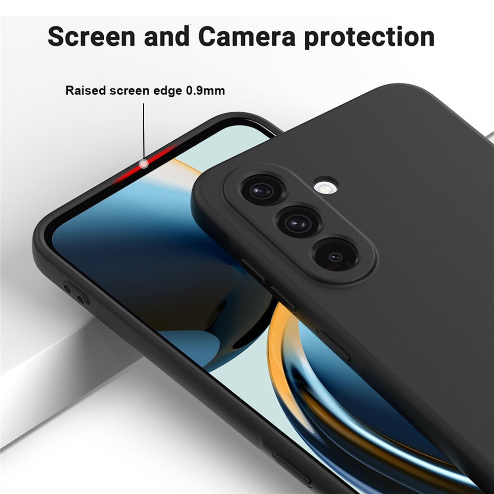 For Samsung Galaxy A17 5G Liquid Silicone Case Phone Back Cover with Hand Strap - Black
