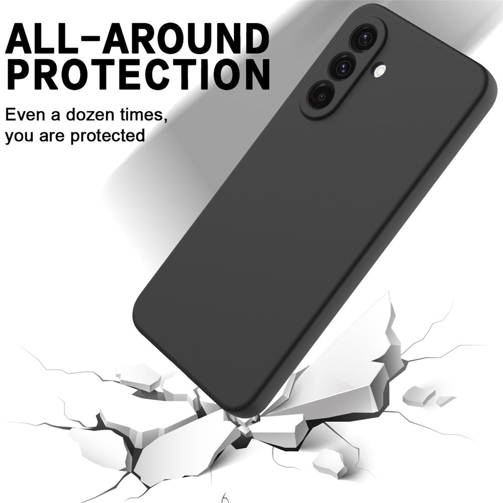 For Samsung Galaxy A17 5G Liquid Silicone Case Phone Back Cover with Hand Strap - Black