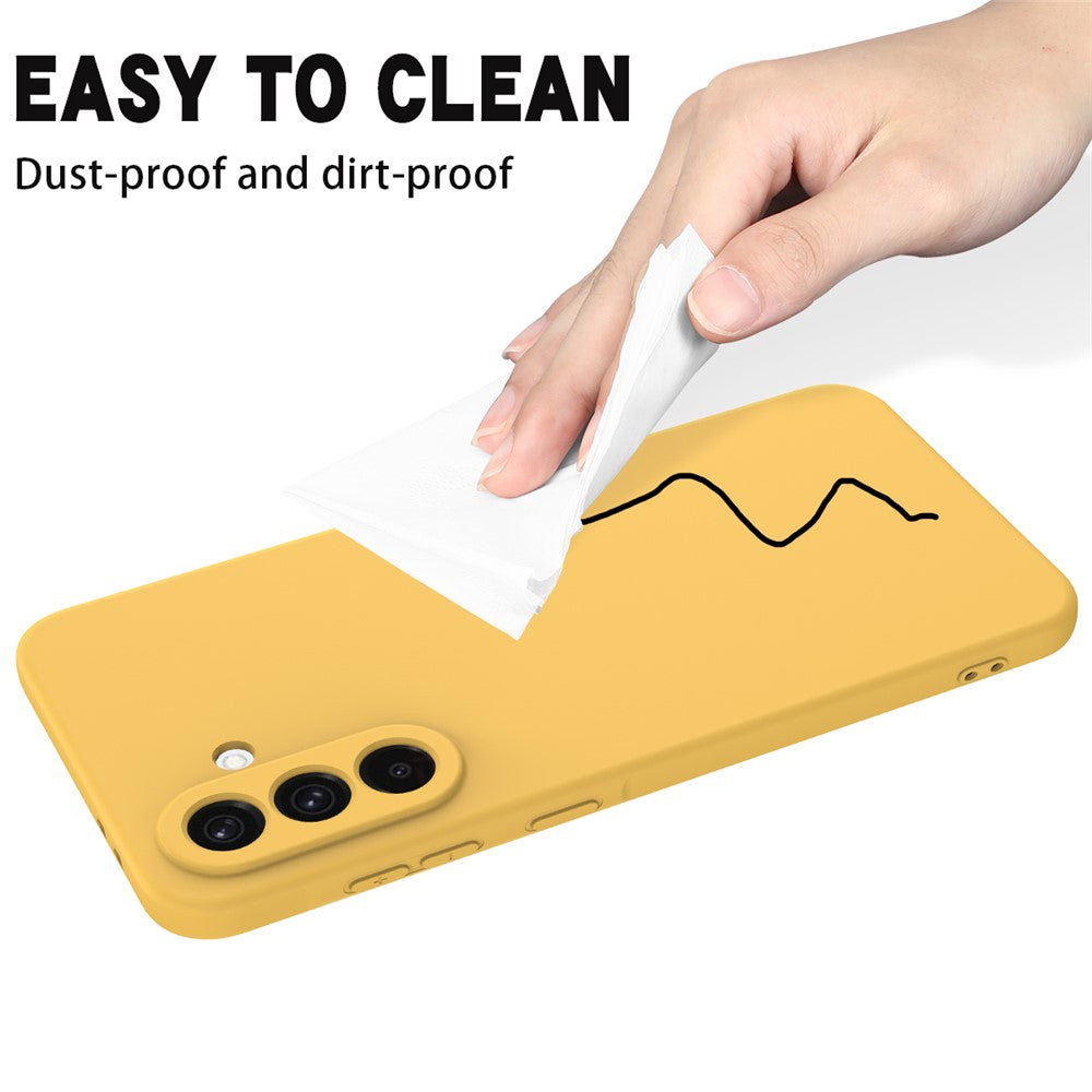 For Samsung Galaxy A17 5G Liquid Silicone Case Phone Back Cover with Hand Strap - Yellow