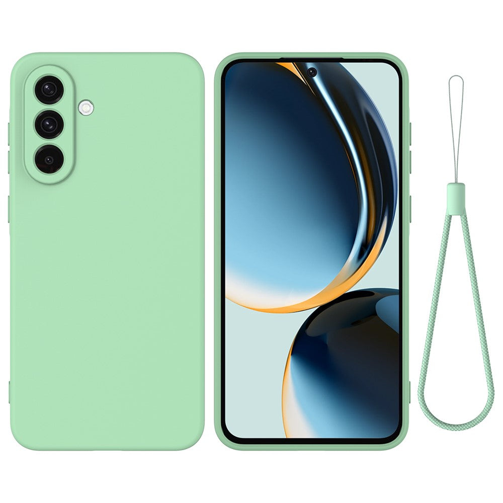 For Samsung Galaxy A17 5G Liquid Silicone Case Phone Back Cover with Hand Strap - Green