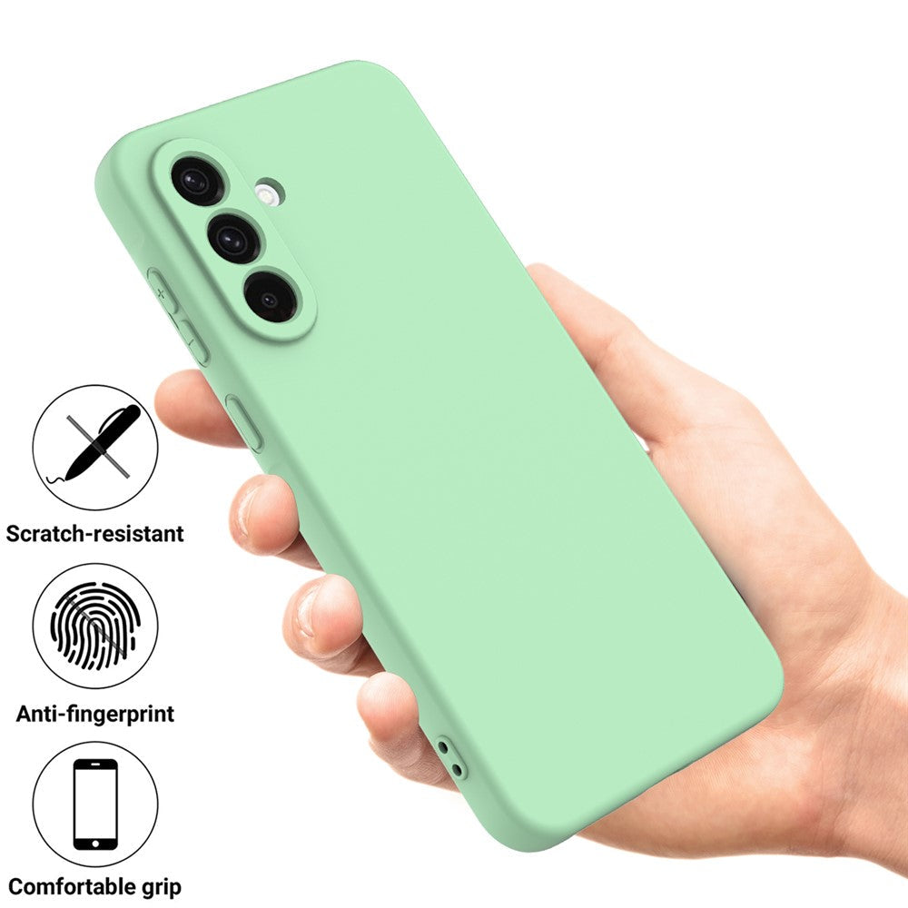 For Samsung Galaxy A17 5G Liquid Silicone Case Phone Back Cover with Hand Strap - Green