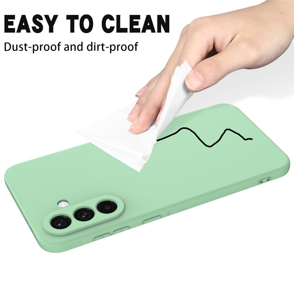 For Samsung Galaxy A17 5G Liquid Silicone Case Phone Back Cover with Hand Strap - Green
