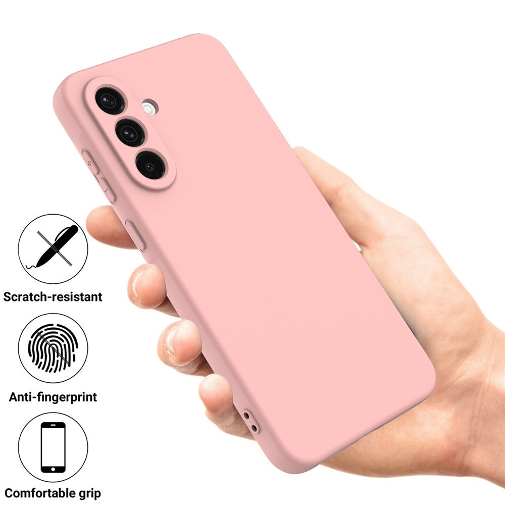 For Samsung Galaxy A17 5G Liquid Silicone Case Phone Back Cover with Hand Strap - Pink