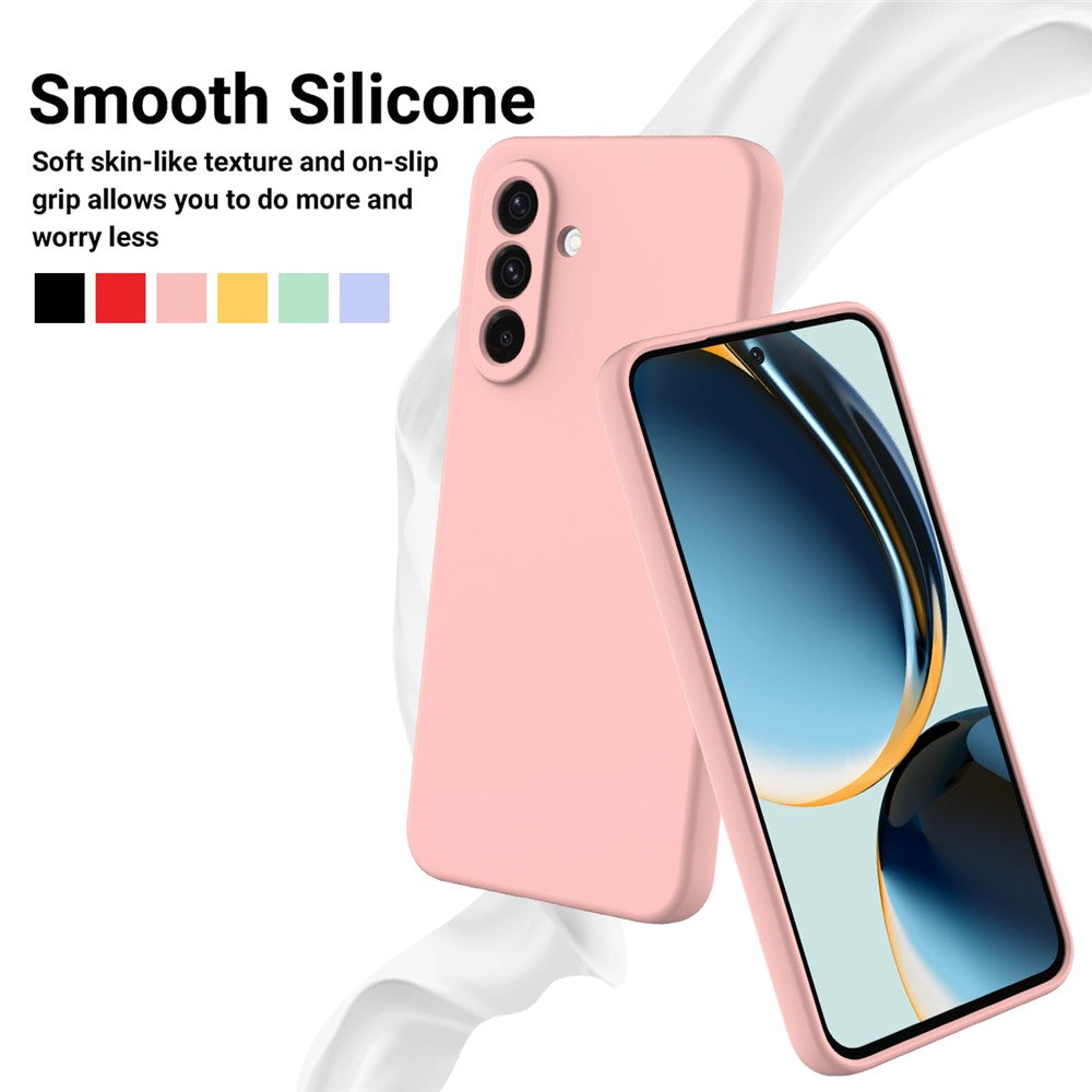 For Samsung Galaxy A17 5G Liquid Silicone Case Phone Back Cover with Hand Strap - Pink
