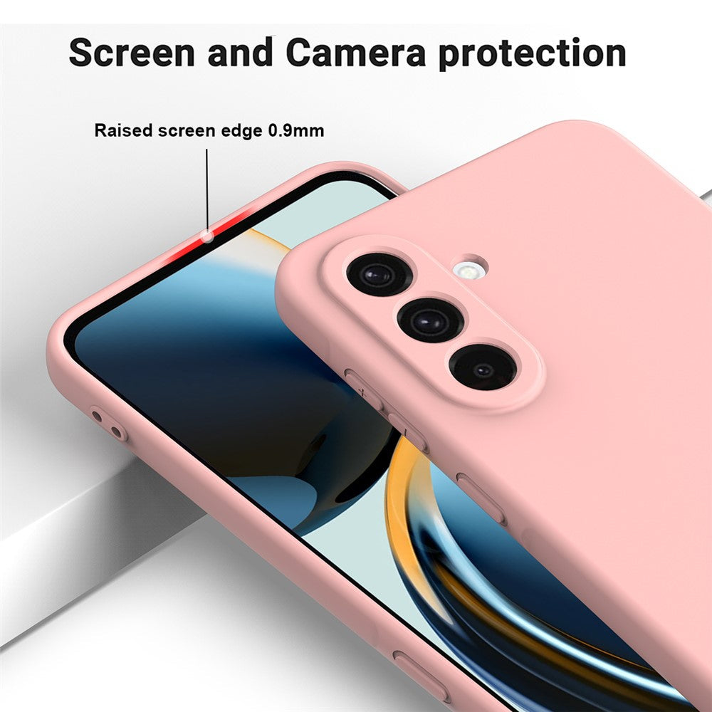 For Samsung Galaxy A17 5G Liquid Silicone Case Phone Back Cover with Hand Strap - Pink
