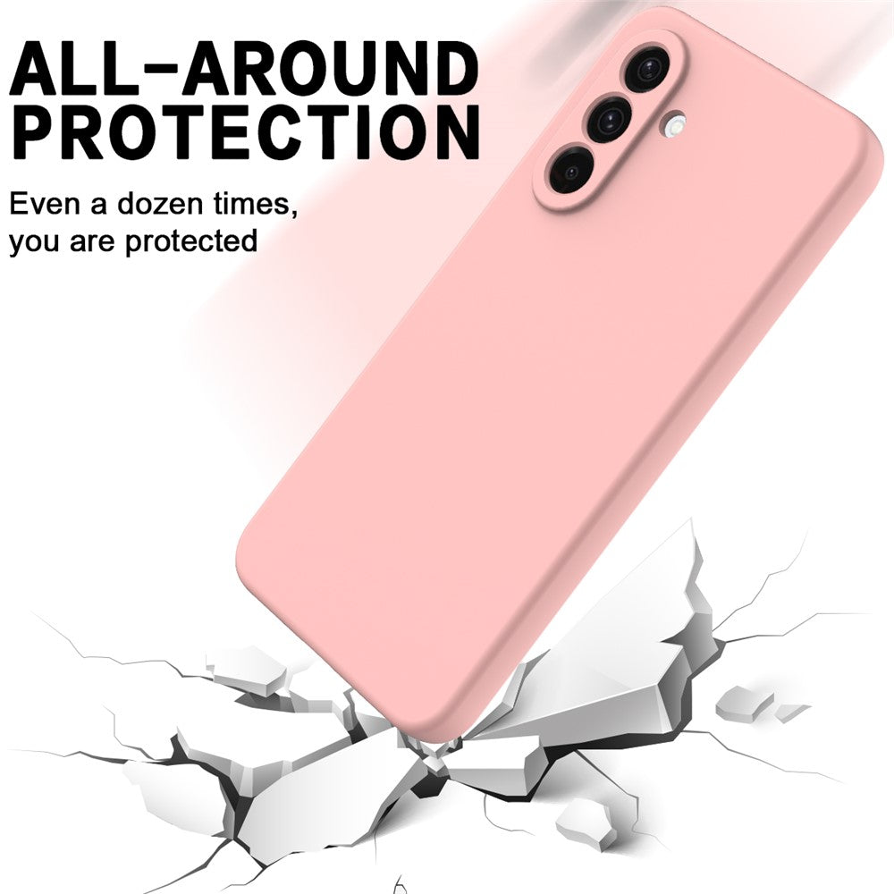 For Samsung Galaxy A17 5G Liquid Silicone Case Phone Back Cover with Hand Strap - Pink