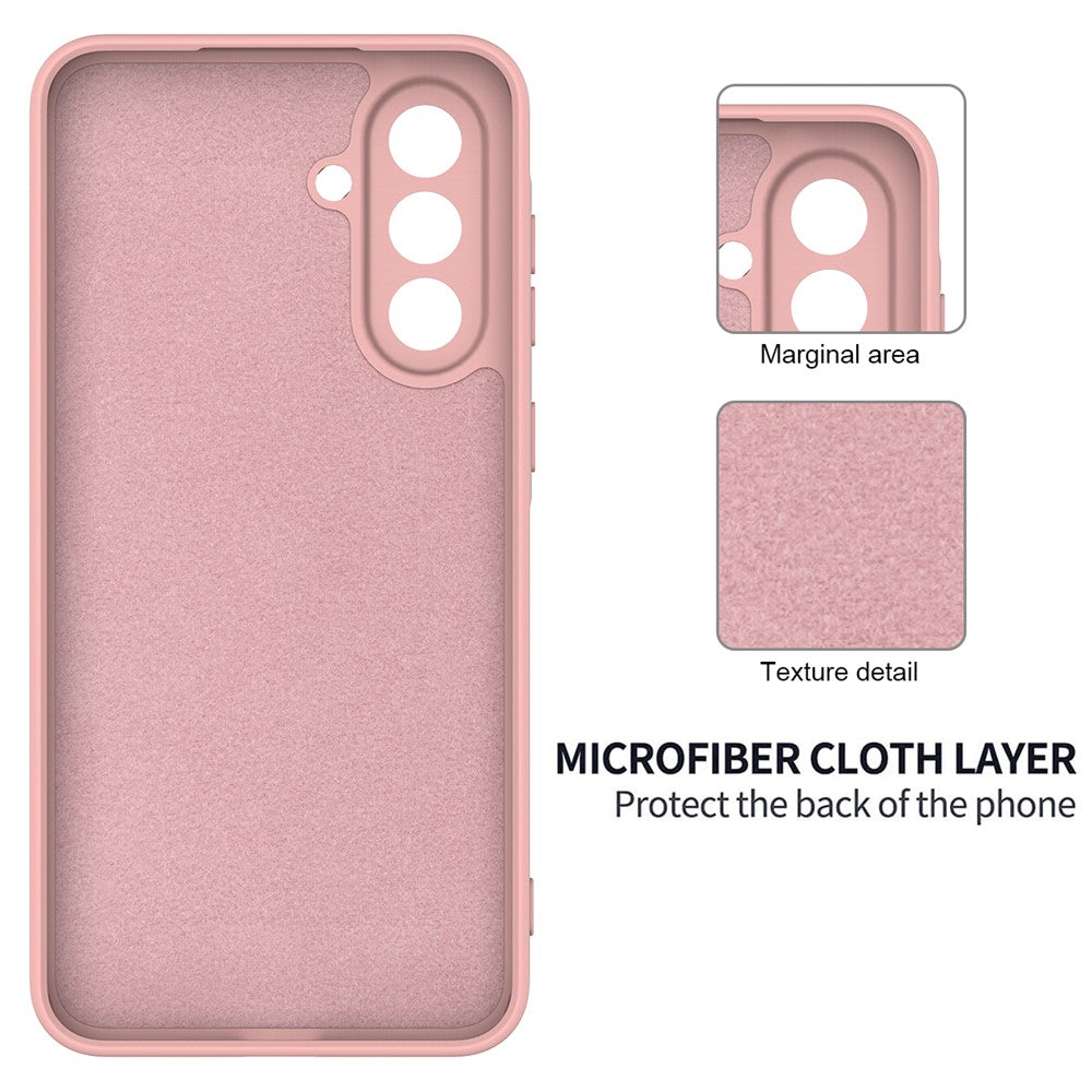 For Samsung Galaxy A17 5G Liquid Silicone Case Phone Back Cover with Hand Strap - Pink