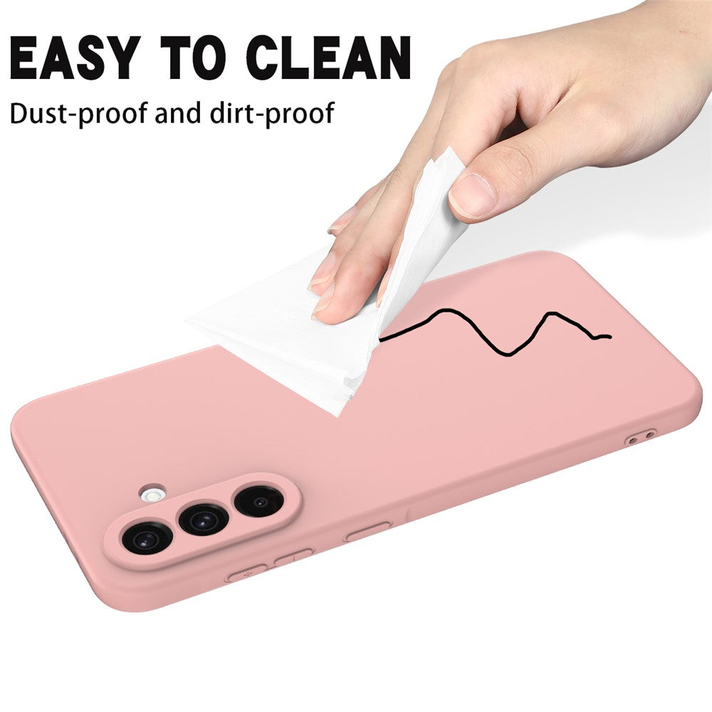 For Samsung Galaxy A17 5G Liquid Silicone Case Phone Back Cover with Hand Strap - Pink