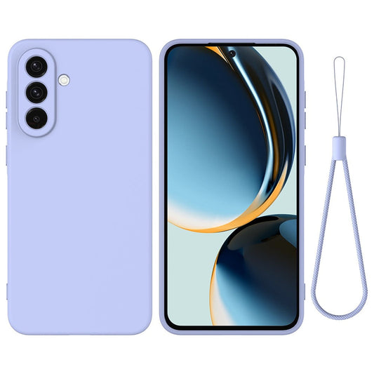 For Samsung Galaxy A17 5G Liquid Silicone Case Phone Back Cover with Hand Strap - Purple