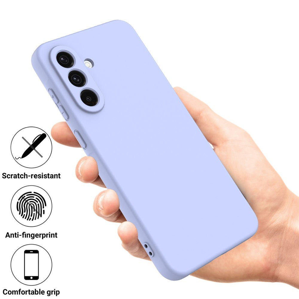 For Samsung Galaxy A17 5G Liquid Silicone Case Phone Back Cover with Hand Strap - Purple
