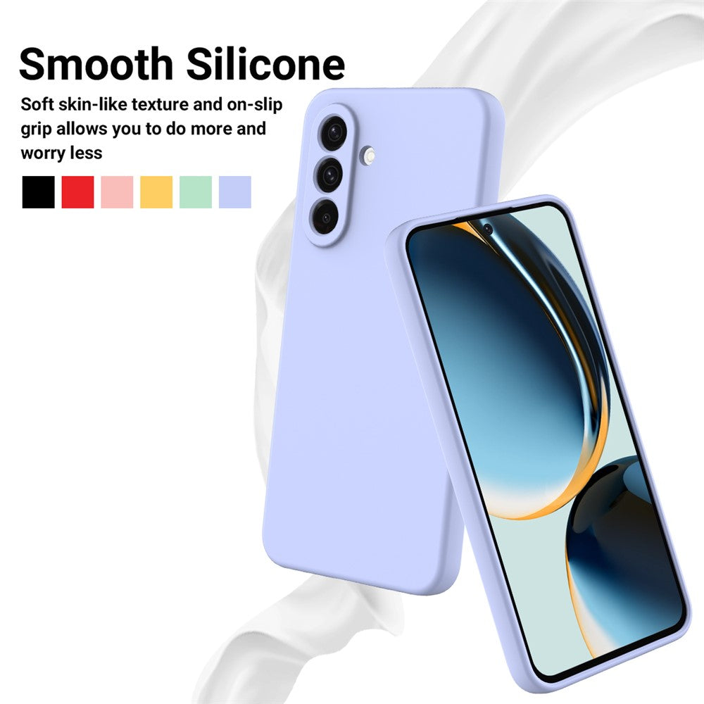 For Samsung Galaxy A17 5G Liquid Silicone Case Phone Back Cover with Hand Strap - Purple