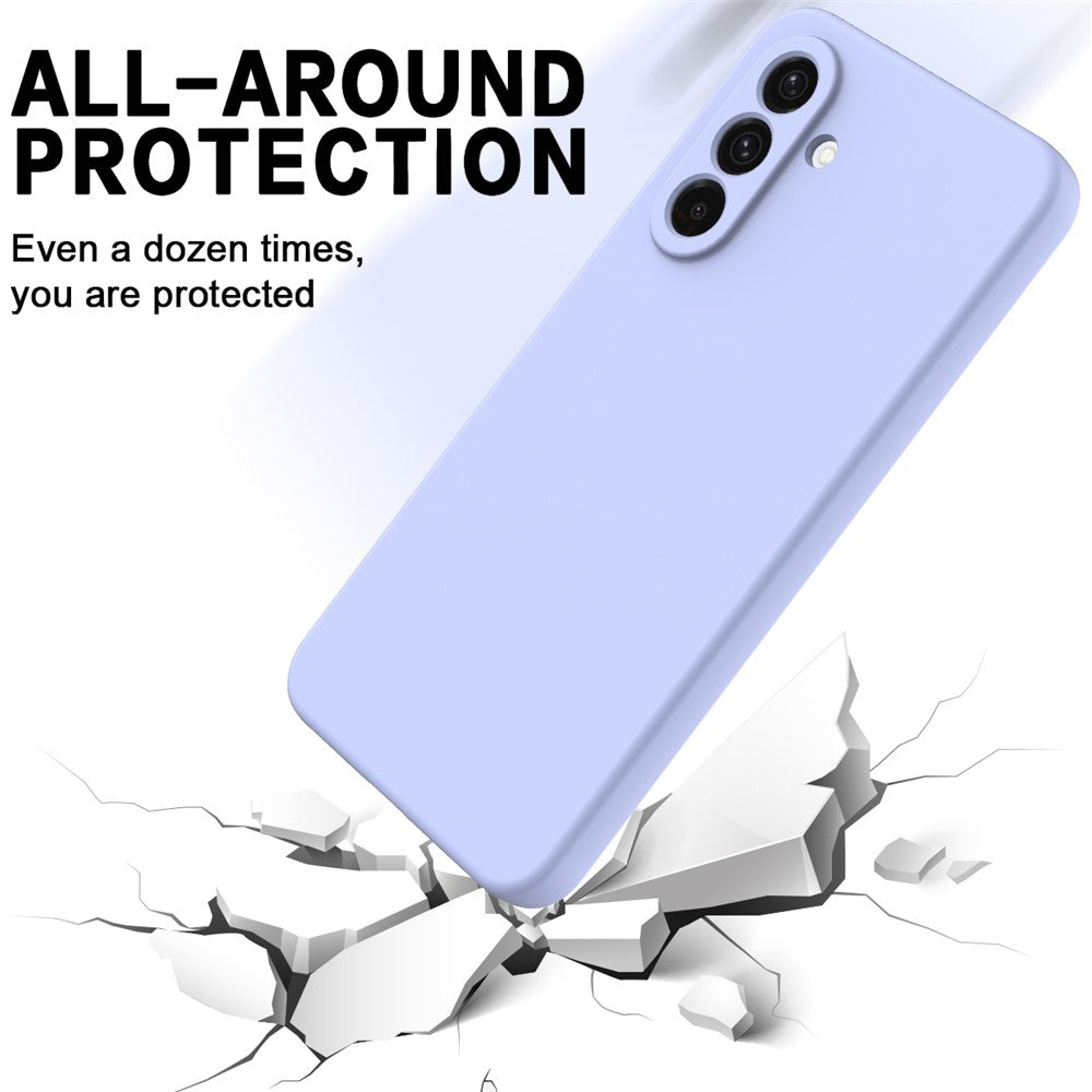 For Samsung Galaxy A17 5G Liquid Silicone Case Phone Back Cover with Hand Strap - Purple