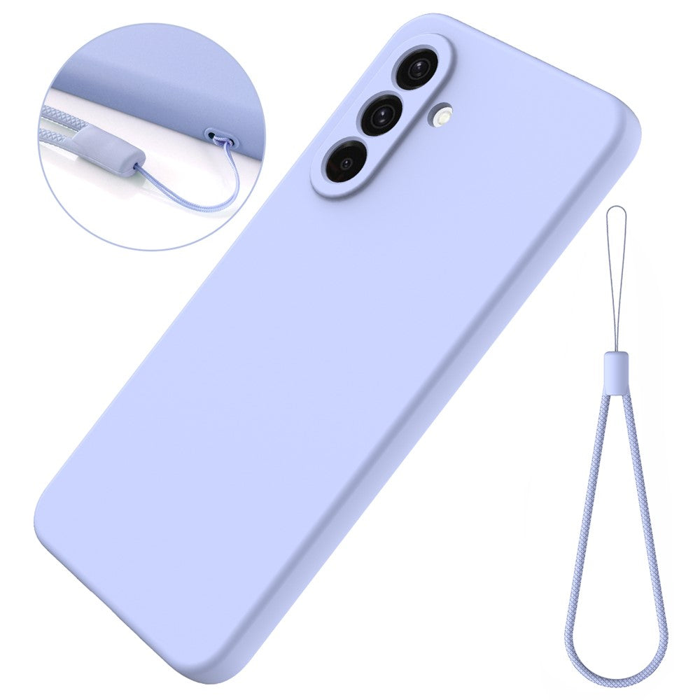 For Samsung Galaxy A17 5G Liquid Silicone Case Phone Back Cover with Hand Strap - Purple