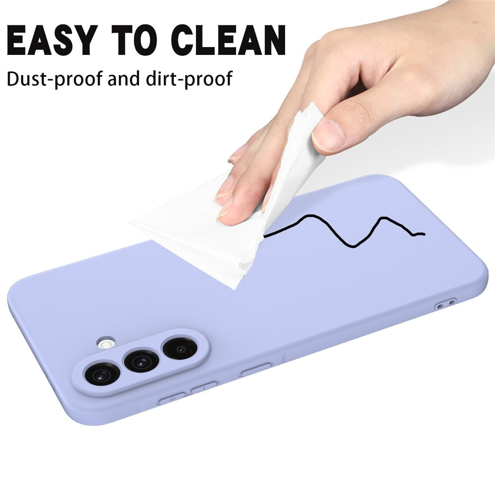 For Samsung Galaxy A17 5G Liquid Silicone Case Phone Back Cover with Hand Strap - Purple