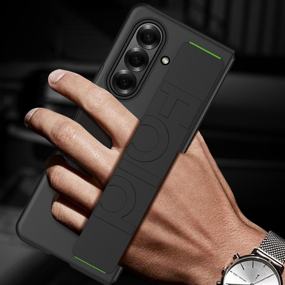 For Samsung Galaxy Z Fold7 5G Case Wristband Rubberized Hard PC Phone Cover - - Black